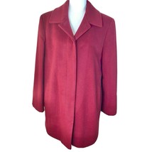 Liz Claiborne Size 12 Short Classic Maroon Wool Coat Hidden Buttons Pockets - £27.37 GBP