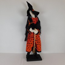 Halloween Witch Cloth Doll Free Standing 30&quot; Tall Primitive Faceless Handmade - £38.00 GBP