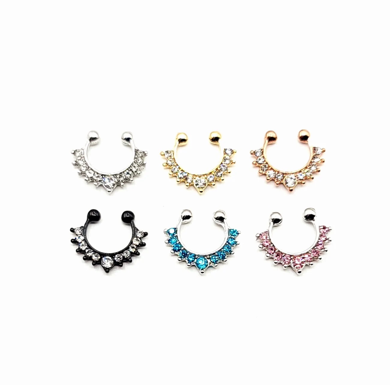 Crystal Fake Septum Ring / Fake Nose Ring / CZ / No Piercing Needed  - $6.99