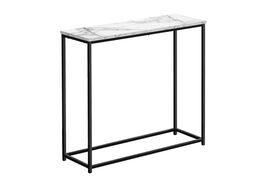 Contemporary White Marble Black Metal Narrow Accent Console Table - $91.99