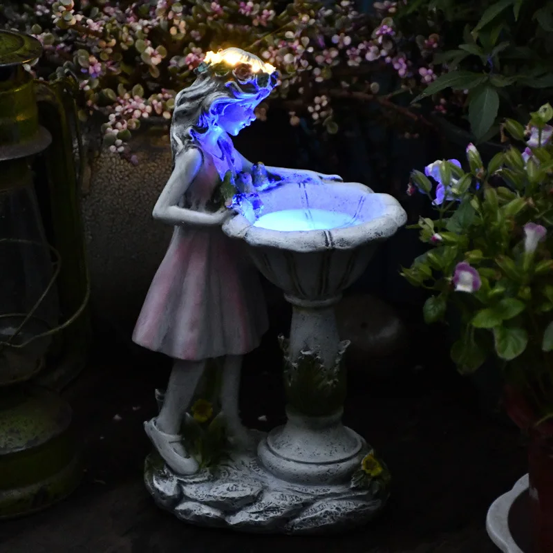 Fairy Solar Lights Outdoor Courtyard Garden Decoration  Resin  Figure Sculpture  - £255.36 GBP