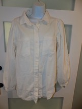 AMERICAN EAGLE Off White Corduroy Button up Blouse Balloon Sleeves Size ... - £18.67 GBP