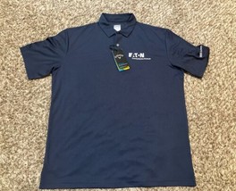 Callaway Polo Golf Shirt Mens Large Navy Eaton Corp Logo Opti-Dri UPF-50... - $34.53