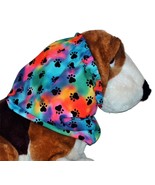 Dog Snood Rainbow Tie Dye Black Paw Prints Cotton by Howlin Hounds - £8.66 GBP+