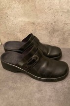 Black Leather Flat Clogs Size 9.5 Excellent Condition  - £29.63 GBP
