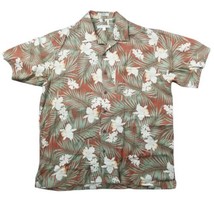 Geoffrey Beene  Mens L Tropical Floral Orange Button Up Hawaiian Shirt 100% Silk - £8.34 GBP