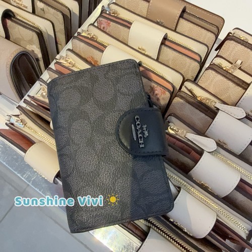NWT Coach Medium Corner Zip Wallet CW786 Canvas Gunmetal/Charcoal/Black - $118.00