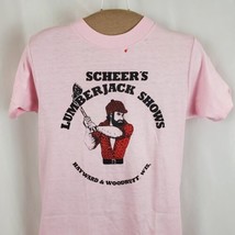 Vintage Scheer&#39;s Lumberjack Show T-Shirt Small Pink Single Stitch Deadstock 80s - £14.19 GBP