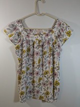 Philosophy Republic Clothing Floral Womens Top Blouse White Small Multic... - $7.92
