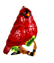 Cardinal Bird Cookie Jar by Mercuries China Hand Painted - $42.56