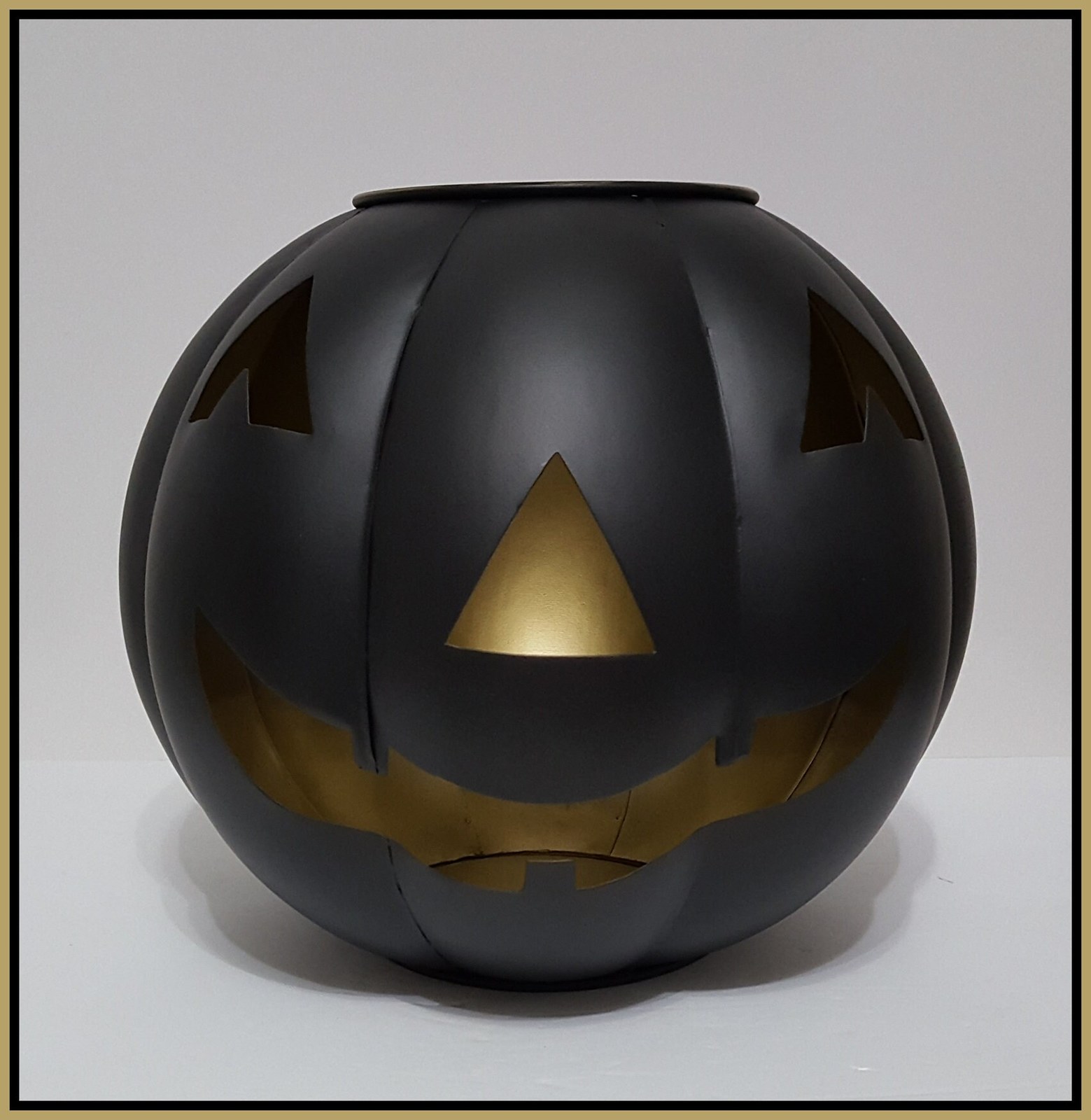 NEW RARE Pottery Barn 12" Large Black Metal Halloween Jack O Lantern ...
