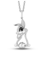 Enchanted Disney Treasures &quot;Thumper&quot; Black &amp; White Stone Necklace In 925... - $150.44 CAD