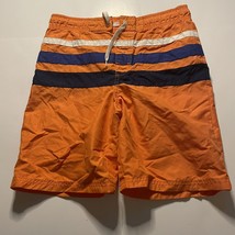 Cherokee Boys Swim Trunks Size Medium Mesh Lining 8-10 Orange With Blue &amp; White - £3.92 GBP