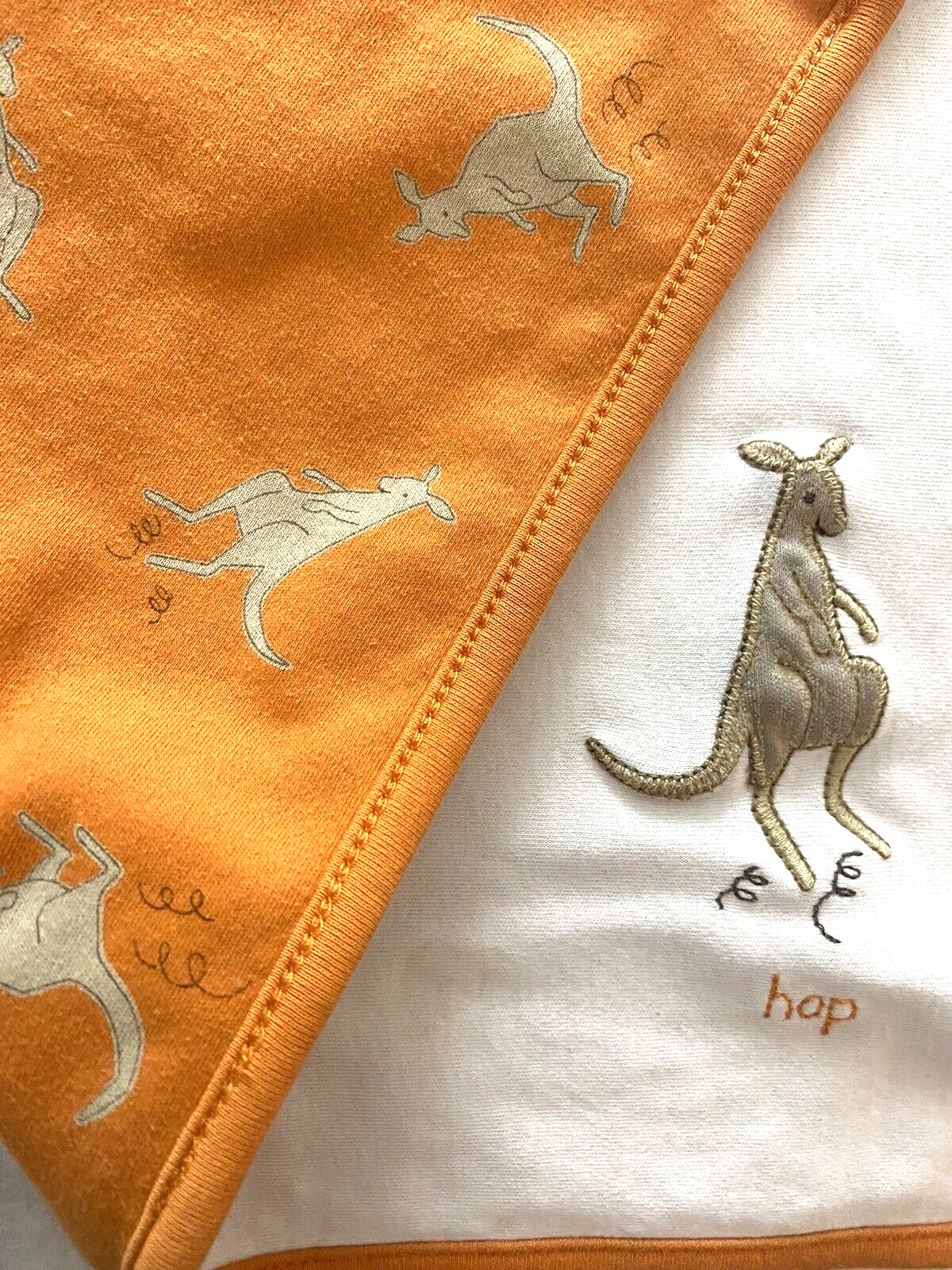 Gymboree Baby Blanket Kangaroo RARE Vintage 2000s Orange Knit 100% Cotton - £300.55 GBP