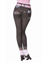 Forum Novelties 50&#39;s Style Jean Graphics Leggings - Black/Pink - X-Small/Small - £13.48 GBP