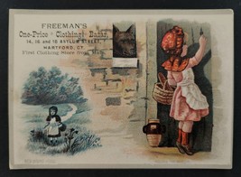 1880 Antique Freeman&#39;s Store Hartford Ct ONE-PRICE Clothing Bazaar Trade Card Ad - £38.38 GBP