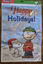 DanDee Peanuts SNOOPY &quot;HAPPY HOLIDAYS&quot; Garden Flag/Door Hanger CHRISTMAS... - £9.27 GBP