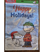 DanDee Peanuts SNOOPY &quot;HAPPY HOLIDAYS&quot; Garden Flag/Door Hanger CHRISTMAS... - $224.29 MXN