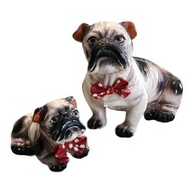 Vintage Bull Dog Mother And Puppy Japan Porcelain Marked - £11.98 GBP