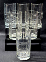 Vintage Anchor Hocking 6&quot; Iced Tea Glass Manchester Tartan Clear 14oz - Set Of 6 - £22.49 GBP