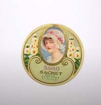 Salko Sachet Victorian Lady Perfume Bottle Label 1920s Embossed Original Vintage - £13.07 GBP