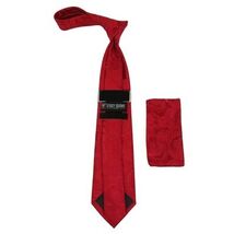 Men's Stacy Adams Tie and Hankie Set Woven Silky Satin #SAT103 Red Paisley image 2