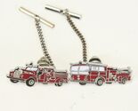 Vintage Fire Engine Truck Tie Tack Pin Back w Chain Firefighter Fireman ... - $18.61