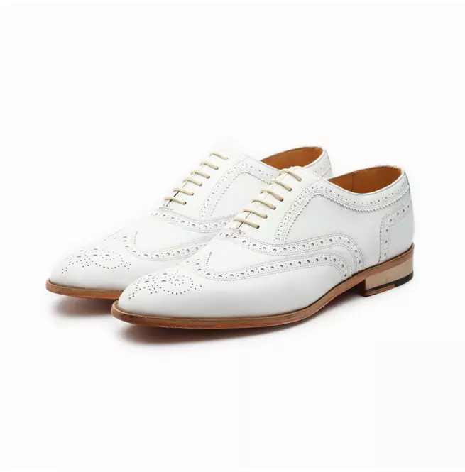 New White Wing Tip Brogue Handmade Lace Up Formal Business Shoes For Mens - $149.99+