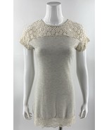 Delias Mini Dress Size Small Gray Cream Crochet Lace Accents Womens - $290.57 MXN