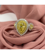 GIA 1.79 KT Pera Taglio Decorato Intensi Giallo Diamante Fidanzamento An... - £9,857.93 GBP