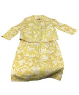 Vintage Women’s Jacket And Skirt Set - Yellow W/ White Flowers/Leaves - ... - $24.75