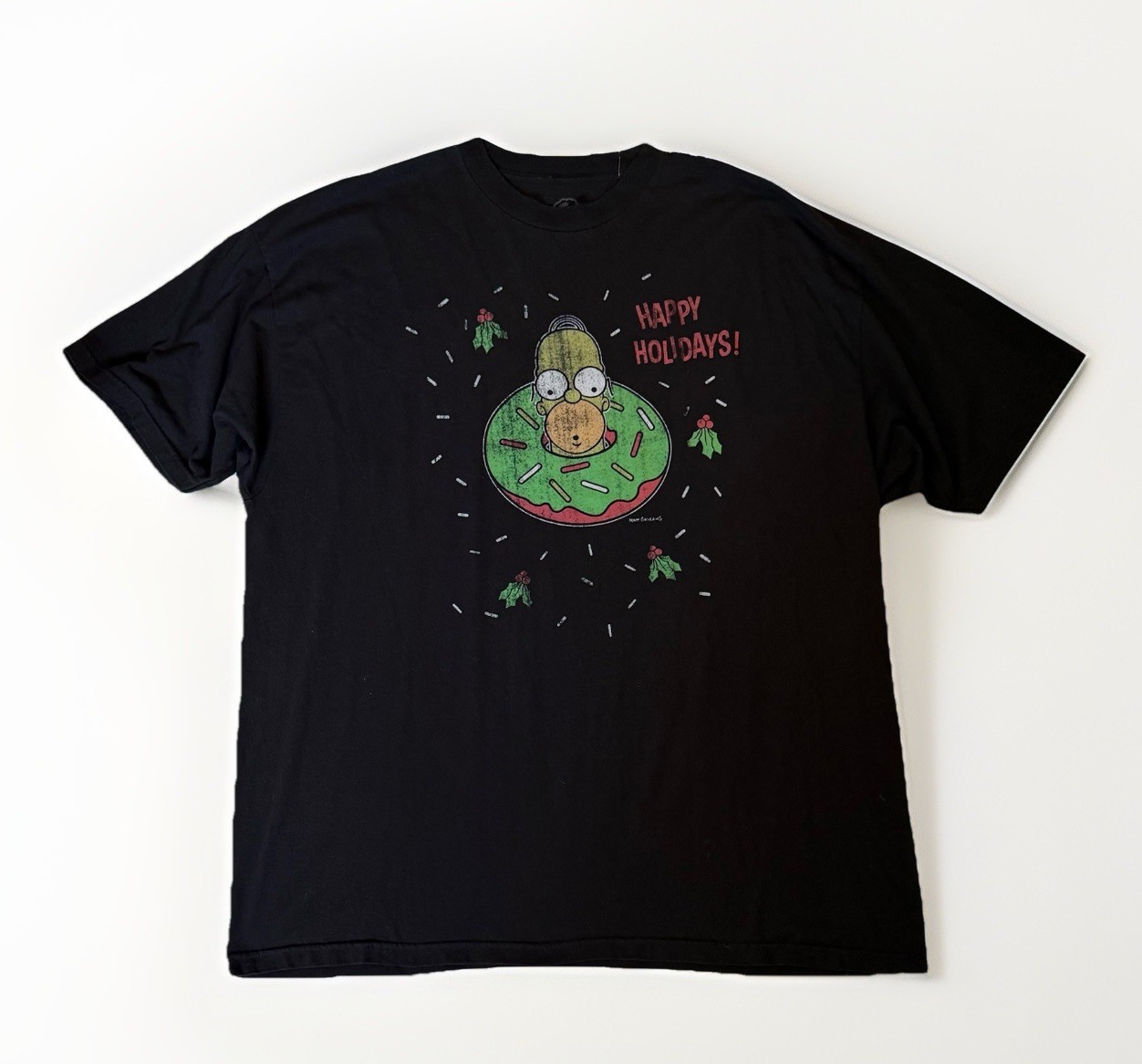 Simpsons Happy Holidays Donut Homer Simpson Christmas Graphic Tee Size 4... - $29.70