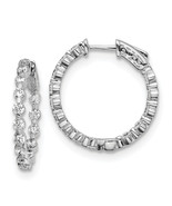 Sterling Shimmer Silver  28 Stone 2.7mm CZ In and Out Round Hinged Hoop ... - $208.79 CAD
