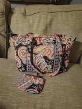 Vera Bradley Double Handle Tote Purse Handbag &amp; Coin Purse Parisian Pais... - £15.64 GBP