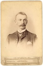 Circa 1880&#39;S Cabinet Card Handsome Man With Mustache Staiger Michigan City, In - £9.58 GBP