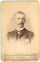 Circa 1880&#39;S Cabinet Card Handsome Man With Mustache Staiger Michigan City, In - £9.16 GBP