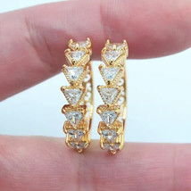 2Ct Trillion Simulated Moissanite Huggie Hoop Earrings 14K Yellow Gold Plated - £96.85 GBP