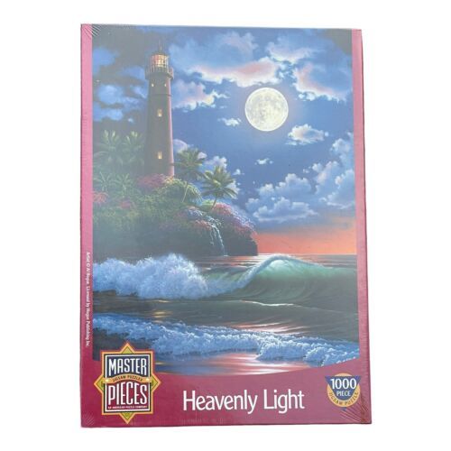 MasterPieces Heavenly Light Al Hogue 1000 Piece Puzzle Lighthouse With Moon - $9.49