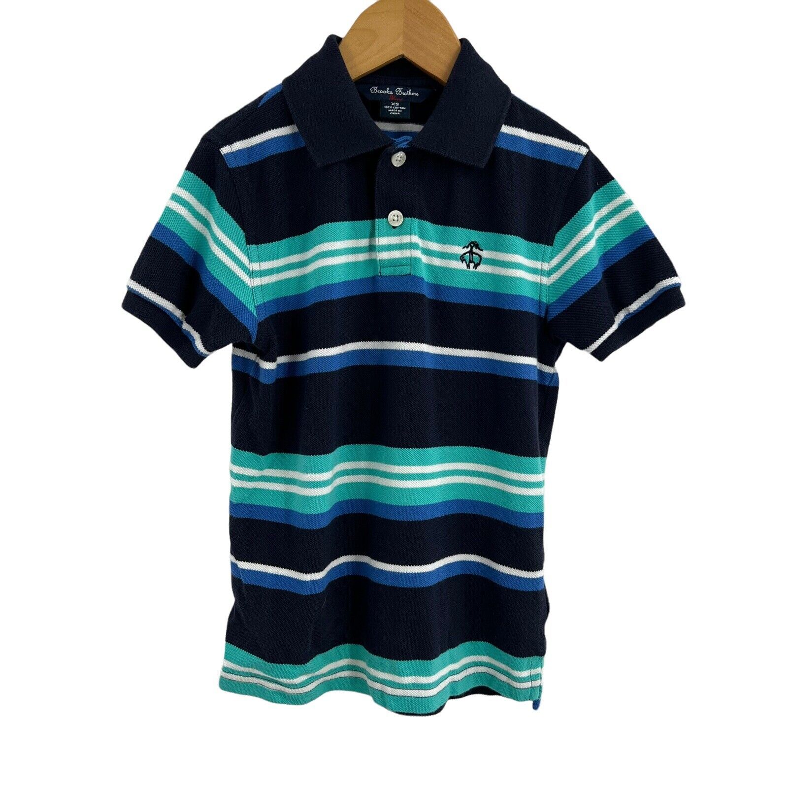 Brooks Brothers Blue Stripe Pique Polo Boys Size XS - $15.45