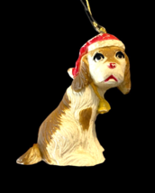 Spaniel Dog Christams Ornament Clown Face Sad Puppy Vintage 2.5&quot; - $11.29