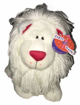 NWT First &amp; Main Lovin Leopold White Lion Plush Stuffed Yarn Mane Red Paws Nose - £12.41 GBP