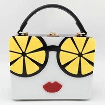Boutique De FGG Lemon Acrylic Box Clutch Women Totes Handbag Fashion Party Hard  - £129.24 GBP