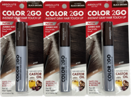 3 Absolute New York Color 2 Go Instant Gray Hair Touch Up Mascara Black Brown - $8.99