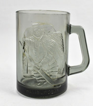 Vintage McDonalds Smoked Glass Mug Tumbler Cup Hamburglar Playing Hockey - $19.75