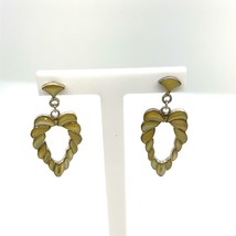 Vintage Sign Sterling Handmade Inlay Mother of pearl Heart Dangle Stud Earrings - £35.09 GBP