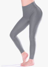 Women&#39;s High Waist Butt Yoga Pants Lifting Leggings Scrunch Ruched Size L Gray - £7.89 GBP