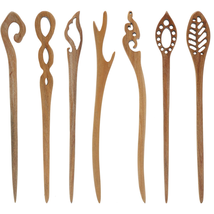 7pc Vintage Wood Hair Sticks Set – Chinese Japanese Bun Pin Fork Clips - $17.59