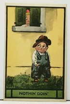 Nothin&#39; Doin&#39; - Cute Kids Girl Peeking at Boy 1914 Boone Nebraska Postca... - $8.99