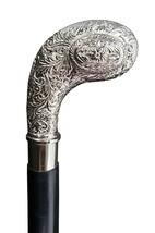 Sterling Silver Brass Engraved Head Handle Wooden Handmade Walking Stick... - £31.39 GBP