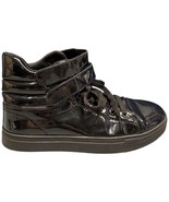 Alexandra High-Top Glossy Sneakers Womens Size 9 Black Shiny Cap Toe Lac... - $37.87 CAD